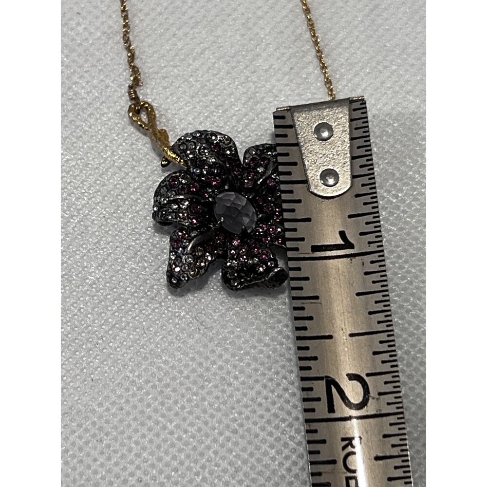 Alexis Bittar Necklace Purple Black & Clear Crystals Gold Plated Chain - Picture 3 of 4